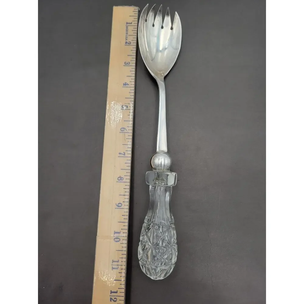 English Victorian 19th Century Silver Serving Spoon Crystal EPNS